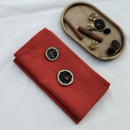 FLCSIed Linen Waffle Napkins 15 x 15 Inch,100% Cotton Waffle Weave Kitchen Dish Cloths Linen Forest Green Christmas Cloth Napkins Set of 6 (Terracotta)