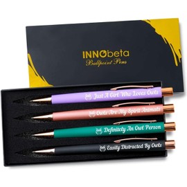 INNObeta Owl Gifts for Owl Lovers for Women & Girls, Ballpoint Pen Set of 4, Perfect for Birthday, Christmas, Mother's Day