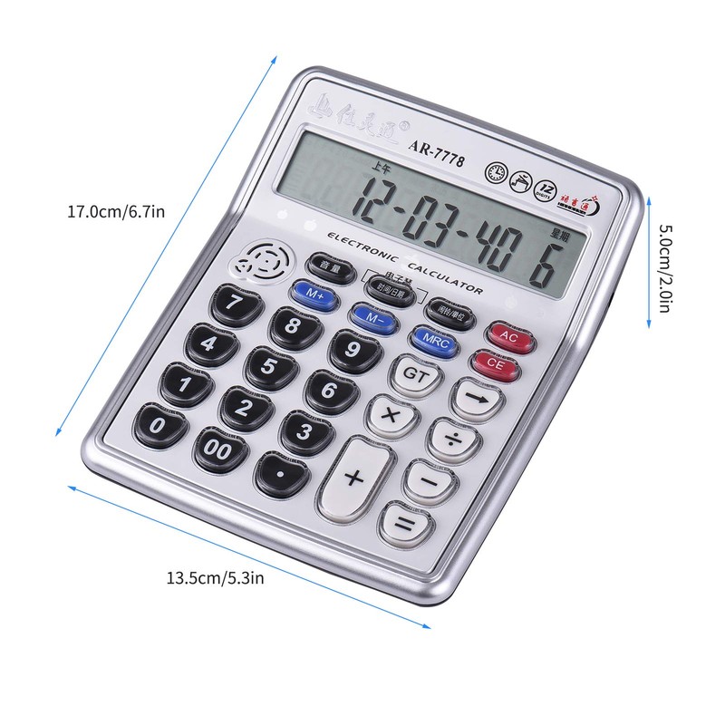 HUIOP Calculators Large Display,Musical Desktop Calculator 12-Digits LCD Display Electronic