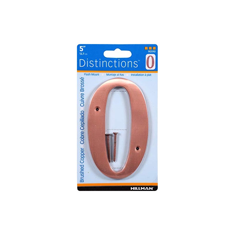 Distinctions 90590 Brushed Copper House Number 0, 5-Inch