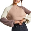 ZAFUL Women's Mock Neck Color Block Sweaters Knitted Pullover Jumper