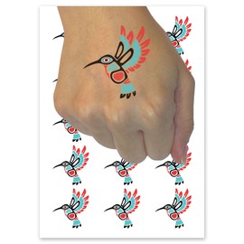 Native American Tribal Hummingbird Totem Temporary Tattoo Water Resistant Fake Body Art Set Collection - 15 2" Tattoos (1 Sheet)