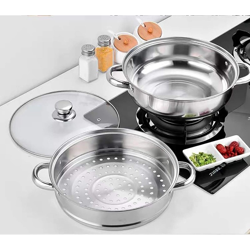 Steamer Pot Stainless Steel 2 Tier - 28cm Steamer Pot