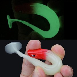 ANCLLO 5 Colors T-Tail Swimming Bait, Soft Bait, Curved Tail，Ribbed Design, Paddle Tail, Hook Slot, Bass Fishing Lures Baits