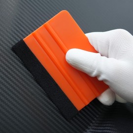 2-Pack Felt Edge Squeegee Tool for Car Vinyl Wrap, Window Tint, & Peel-and-Stick Wallpaper – Professional Bubble Remover with Scratch-Resistant ABS Plastic, Includes Two Replacement Felt Pads (orange)