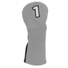 Golf Club Cover Mixed Fabric Head Protector Knitted Polyester Waterproof PU with 1 Number for Training CompetitionGray and Black