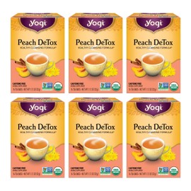 Yogi Tea - Peach DeTox Tea (6 Pack) - Healthy Cleansing Formula with Traditional Ayurvedic Herbs - Caffeine Free - 96 Organic Herbal Tea Bags