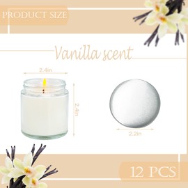 Veiuwa 12 Pcs 4 Oz Mini Soy Candles,Vanilla Scented,Aromatherapy Candle,Bulk Candle Set，Great Stress Relieving Scented Candles for Girls as a Gift for Birthdays, Weddings and More!