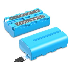 anegine NP-F550 Battery 2900mAh and 2 in 1 USB-C Charging Cable for Sony NP-F970 F750 F550 F330 F530 F570 F770 F960 CCD-SC55 TR516 TR716 TR818 TR910 TR917 for Led Video Light, Monitor 2-Pack (Blue)