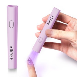 AIRSEE Mini Handheld UV Light for Gel Nails,Portable Rechargeable Nail Lamps,2 Timers for Fast Nail Extension,Rhinestone Glue Decoration,Gel Nail Strips at Home,Travel(Purple)