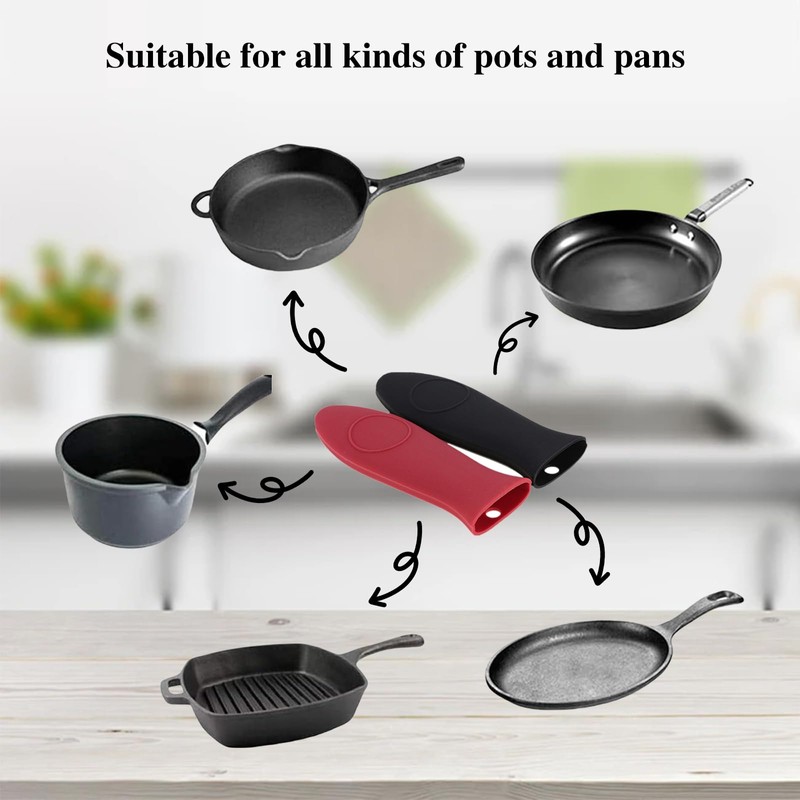 Fkereg 2 Pack Silicone Handle for Cast Iron Skillet, Non