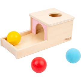Adena Montessori Object Permanent Box with Tray Three Balls Montessori Toy for 6-12 Months Baby 1 Year Old Toddler (Small Box - for Girls)