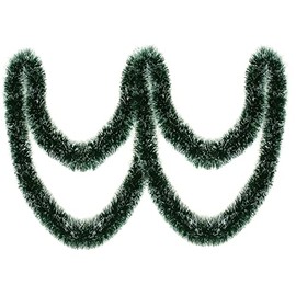 KIMOBER 32.8 Ft Christmas Tinsel Garland,Blackish Green Frost Tip Metallic Garland for Christmas Tree Xmas Party Decorations