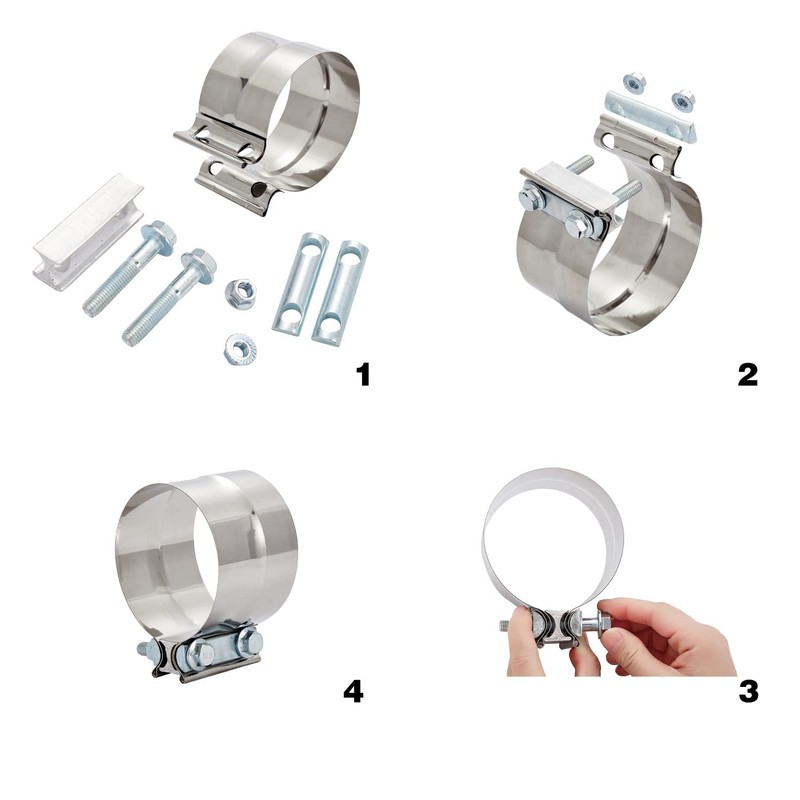 4PCS 3" Lap Joint Band Clamps,Exhaust Muffler Clamp, Exhaust Pipe