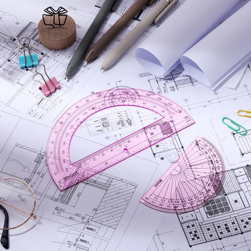 EBOOT 2 Pcs Plastic Protractor Clear 180 Degrees Transparent Protractor