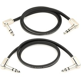 Ernie Ball Flat Ribbon Stereo Patch Cable 2-Pack, 24in Black (P06406)