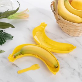 Hardys Banana Holder - Durable Lunch Box, Snack Containers, Airtight Yellow Banana Case Fruit Holder - BPA Free Plastic, Non-Toxic, Ideal for School, Work, Travel, Easy to Clean