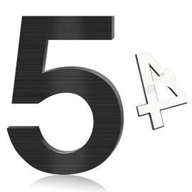 Stainless Steel House Number,5 Inch Self-adhesive House Numbers,Brushed Metal Modern House Numbers, Garden Door Mailbox Decor Number, 911 Visibility Signage