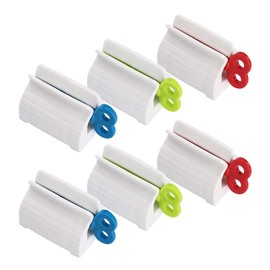 JUHONNZ Toothpaste Dispenser, 6 Rolling Tube Squeezer, Toothpaste Squeezer for Toothpaste, Seat Holder, Cream Ointment and Paste Holder, Multi-Purpose Red, Blue, Green