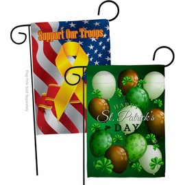 St. Pat's Balloons Garden Flag - Pack Spring St Patrick Shamrock Leprechaun Lucky Coin Holiday March Irish Clover Support Our Troops - House Banner Small Yard Gift Double-Sided 13 X 18.5