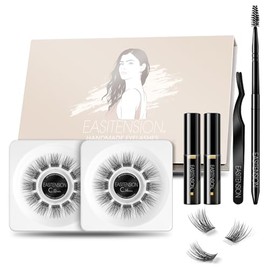 Extensión de pestañas DIY con efecto 3D, banda unida con pegamento individual de pestañas 24 racimos de volumen, extensión de pestañas caseras, paquete de pestañas rizadas C 12 mm, 14 mm (KIT)