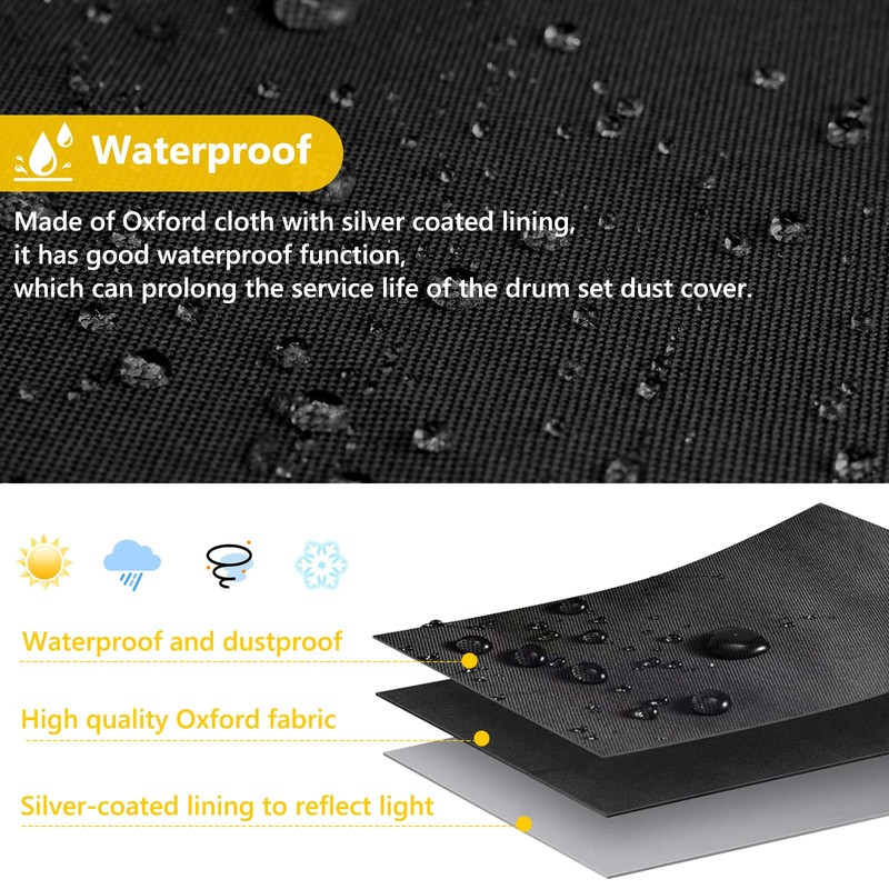 Gasadar Drum Set Dust Cover Water-Resistant Dustproof Protective Cover for