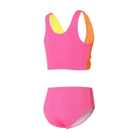 J.E Sterguard Two Piece Swimsuits Teen Bikini Color Block Girls' Swimwear Ribbed Swimsuits Size 8-16, Contrasting Colors2, 10 Years