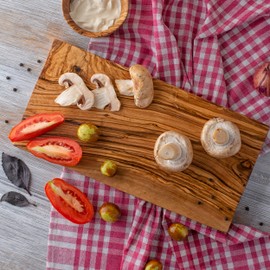 Forest Decor Olive Wood Cutting Board, Natural Sustainable Wooden Kitchen Chopping Board for Meat, Bread, Vegetables, Small Handmade Charcuterie Cheese Board, 11x6