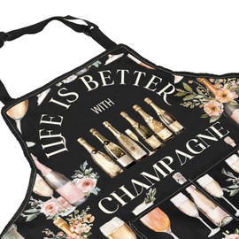 Champagne Kitchen Apron Life Is Better With Champagne Apron Witch Pockt Alcohol Kitchen Decor Housewarming Gift (Champagne Apron)