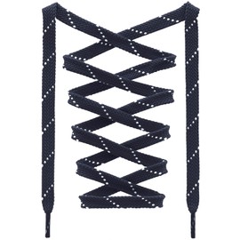 DANHUA Flat Thick Sneakers Shoelaces: 2 Pair 47.24 inch Navy White Twill Point Athletic Shoe Laces