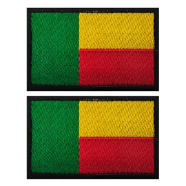 EmWoot 2PCS Africa Benin Flag Patch Embroidered Morale Patch Military Tactical Patches Hook and Loop Applique Fastener