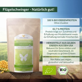 1kg BIO Erbsen Protein aus geschmacksneutralen, gelben Erbsen, von Natur aus vegan, laktosefrei & ohne Soja