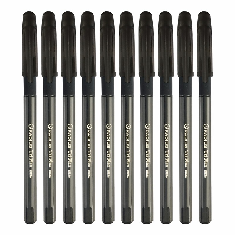 RADIUS Tri Flex Ballpoint Pens, BLACK, 1.0mm Medium Point, Pack