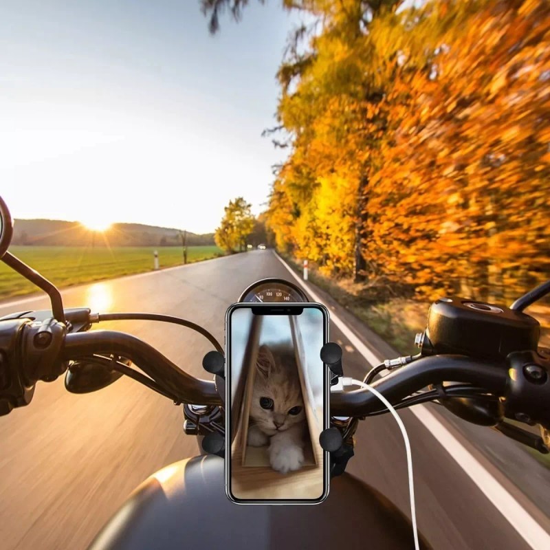 THE9SHOP Base Soporte Porta Celular Para Moto/bicicleta Cargador Usb