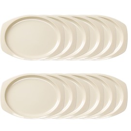 TrueCraftware- 12-1/2" x 9" Rectangular Platter Tan Color Melamine Set of 12- Reusable Plates Kitchen Plates Dinnerware Serving Platter Dishes Dishwasher Safe Break-Resistant for Home Kitchen