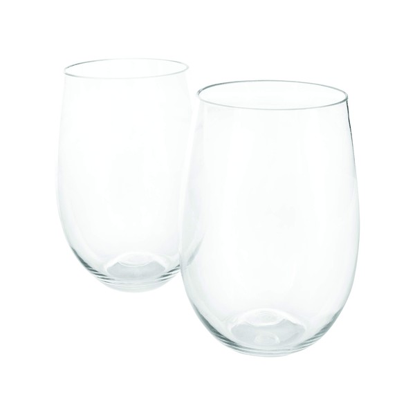 True Flexi Stemless Wine Glass Reusable Plastic Wine & Champagne Drinkware, 15 oz, Clear
