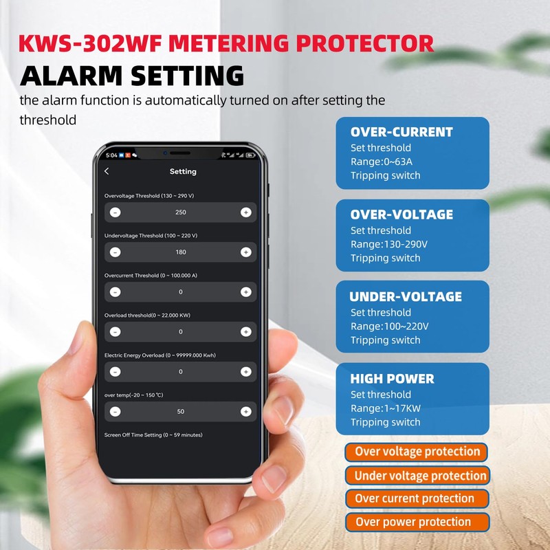 TUYA WiFi Smart Power Meter Over Under Voltage Protector Protection