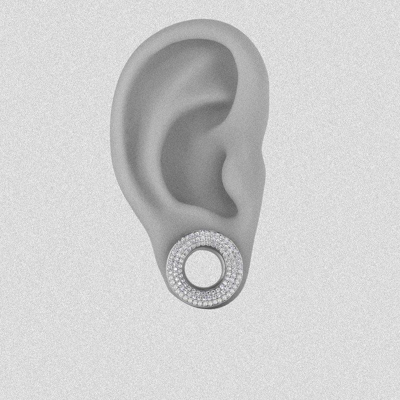 Vankula 2PCS Cubic Zirconia Ear Tunnels Plugs 316L Stainless Steel