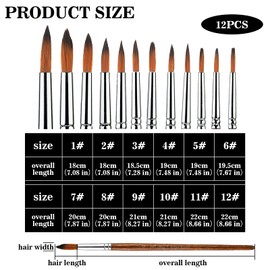 12 Pack Watercolor Brushes Professional Painting Brushes Round Paint Brushes Detail Paint Brushes for Watercolor Acrylics Gouache Oil