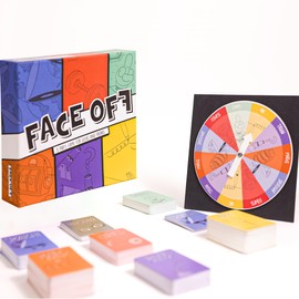 Hey Happy Face Off Party Card Game - 6 Unique Challenges for Geeks & Freaks - Deck of Funny Trivia & Dare Cards - Group Party Games for Adults - Includes Spin Wheel, Clay Blocks, Note Pads, Pencils