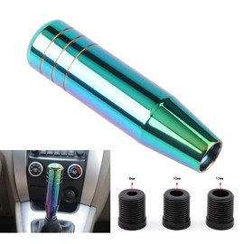 Car Gear Knob Gear Lever, Universal 13 cm Aluminium Automobile Truck Motorsport Manual Stick Gear Knob with 3 Adapters 8 mm/10 mm/12 mm (Rainbow Colourful)
