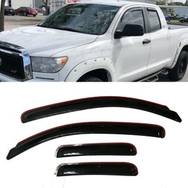 in-Channel Style Smoke Window Sun Rain Visors Vent Guard Shade Compatible with Toyota Tundra Double Cab 2007-2021