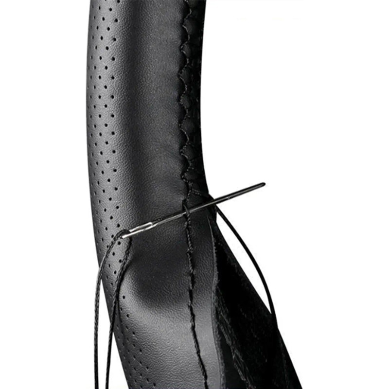 Funda Para Volante Perforada Negro Piel Genuina De 38cm