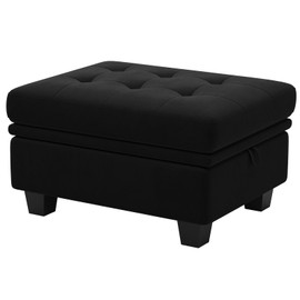 Belffin Velvet Ottoman Module with Storage for Modular Sofa Sectional Couch Rectangular Ottoman with Storage Ottoman Bench Footstool Black