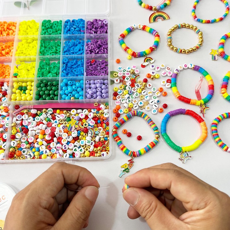 Pride Rainbow Clay Beads Bracelets Making Kit, Love is Love