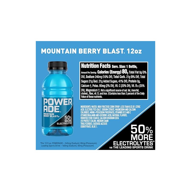 POWERADE Sports Drink Mountain Berry Blast, 12 Ounce (Pack of