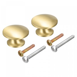 uxcell 24x16mm Drawer Knobs, 2pcs Brass Wardrobe Door Pull Handles Gold Tone