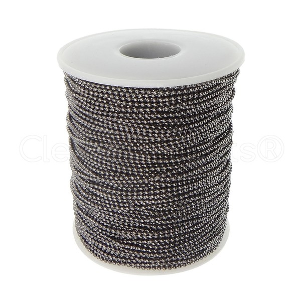 CleverDelights 1.5mm (1/16") Ball Chain - Gunmetal Color - 330 Feet