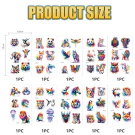 Kotkiddy Watercolour Animal Temporary Tattoos for Children - 60 Styles Temporary for Girls Boys Body Arm Shoulder Tattoo Stickers, Birthday Party Decorations