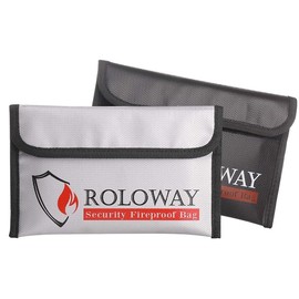 ROLOWAY Small Fireproof Bag (8 x 5 inches) Organiser - Color: Silver & Black
